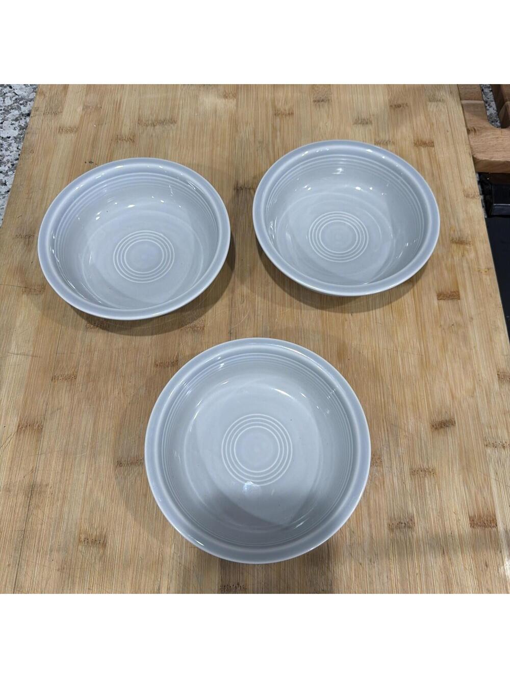 HLC 3 Grey Gray Fiesta Ware USA Medium Bowls 6.75” Lot Of Three *